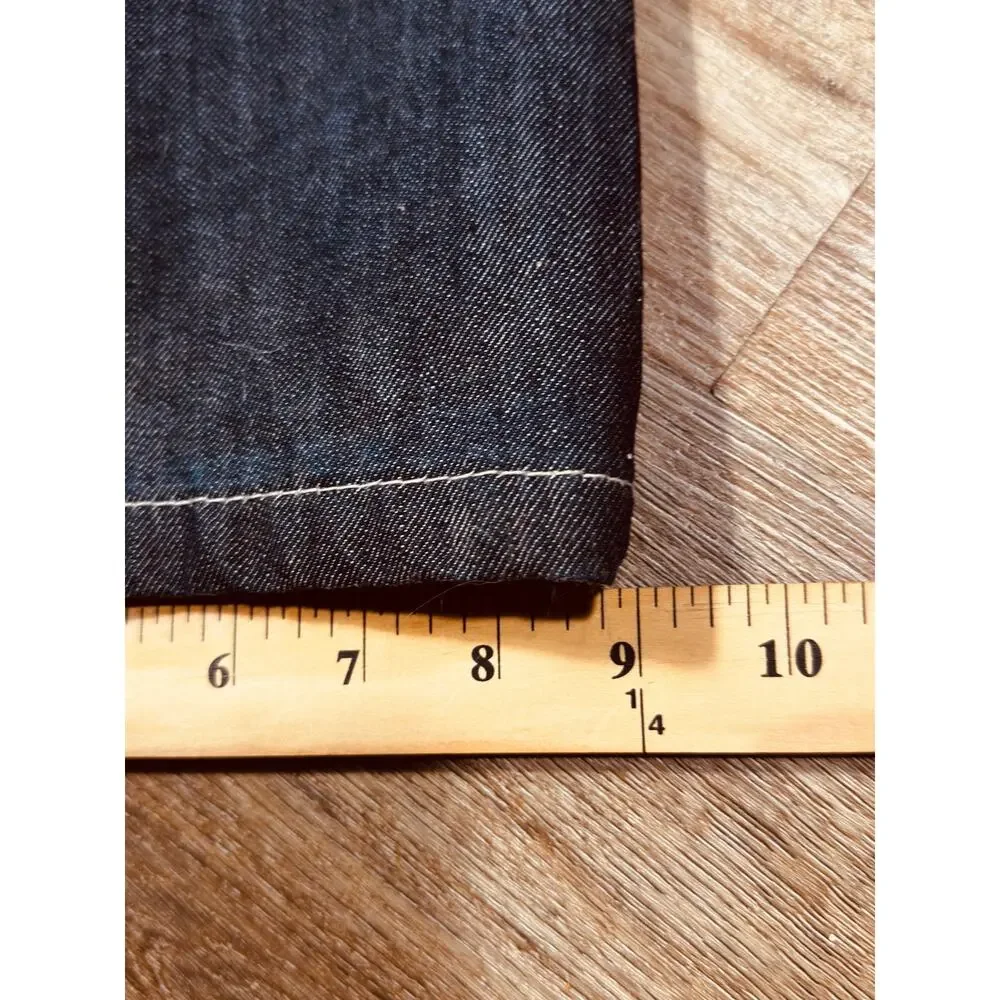 Q by Qruel Y2K Dark Wash Designer Jeans Red White Contrast Stitch  36x33